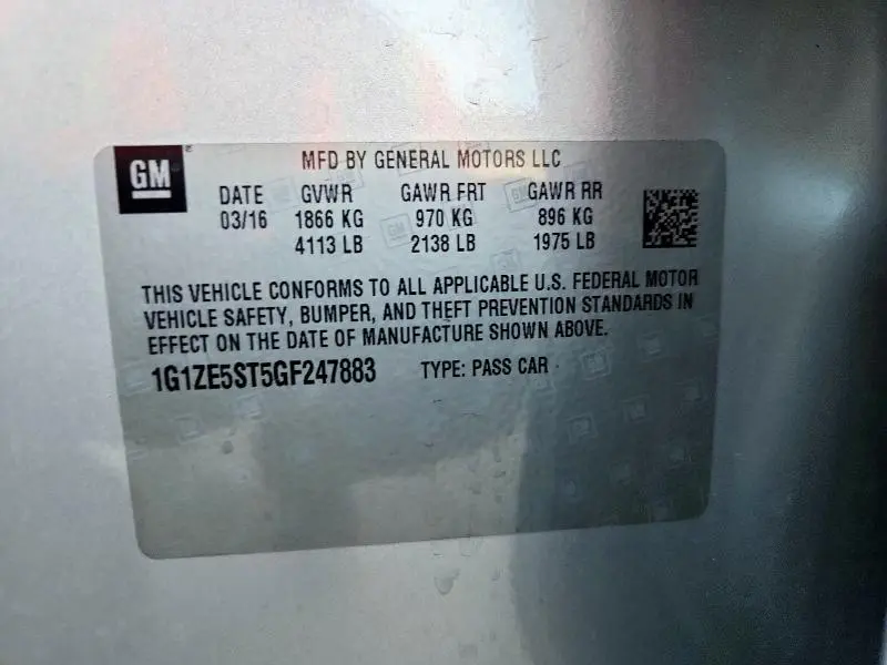 2016 CHEVROLET MALIBU LT  