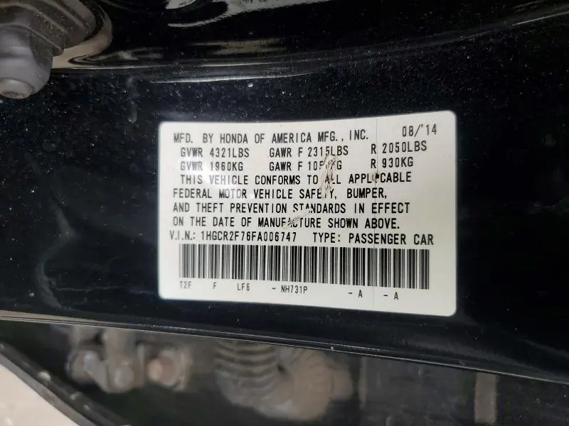 2015 HONDA ACCORD EX  