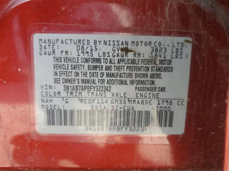 2015 NISSAN SENTRA S  