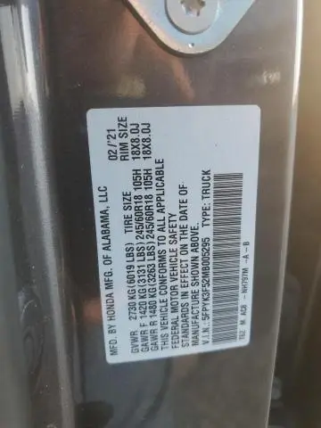 2021 HONDA RIDGELINE RTL  