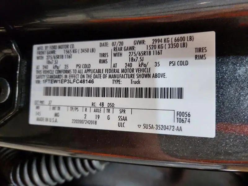 2020 FORD F150 SUPERCREW  