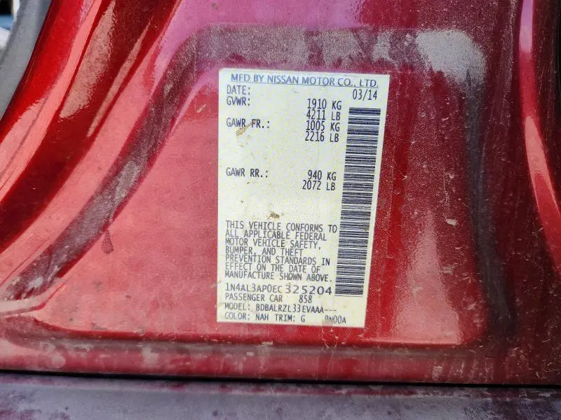 2014 NISSAN ALTIMA 2.5 S  