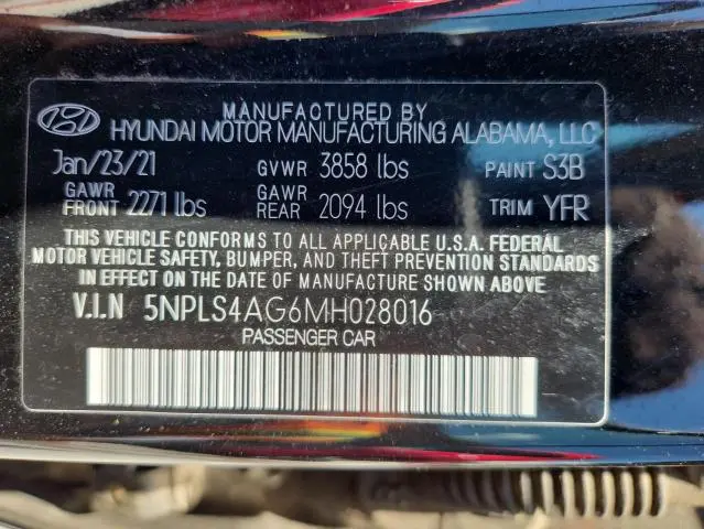 2021 HYUNDAI ELANTRA SEL  