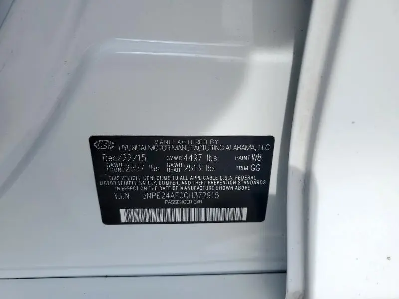 2016 HYUNDAI SONATA SE  