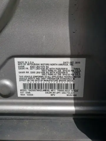 2015 MITSUBISHI OUTLANDER SPORT ES  