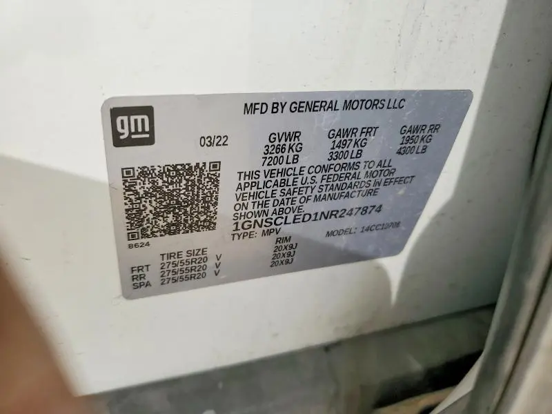 2022 CHEVROLET TAHOE C1500  