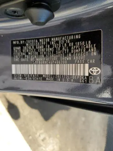 2016 TOYOTA COROLLA L  