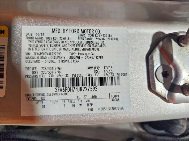 2018 FORD FUSION SE  