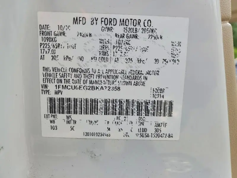 2011 FORD ESCAPE LIMITED  