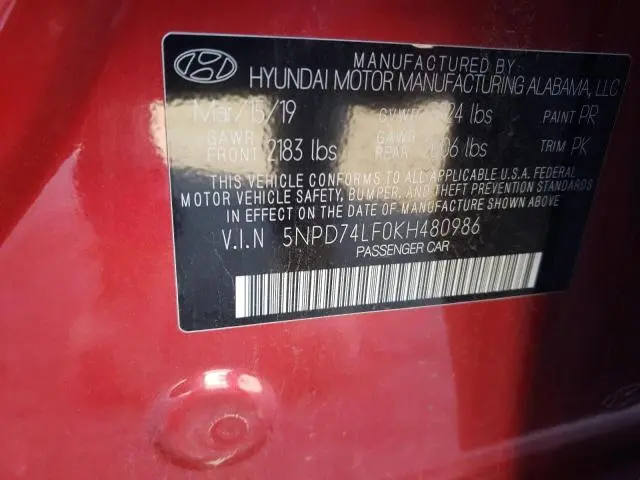 2019 HYUNDAI ELANTRA SE  