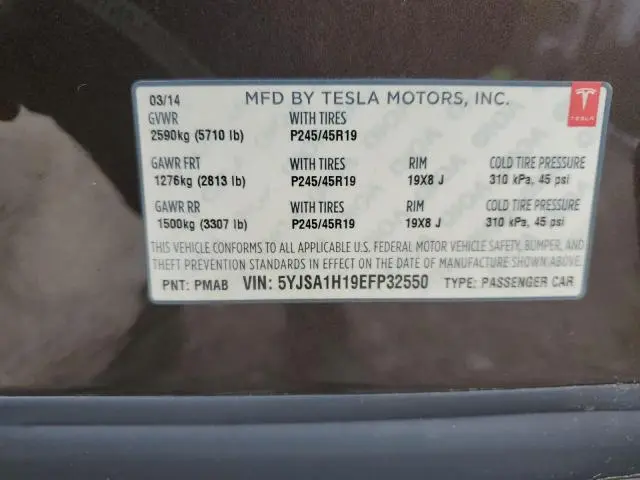 2014 TESLA MODEL S   