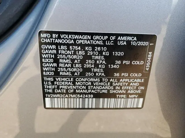 2021 VOLKSWAGEN ATLAS SE  