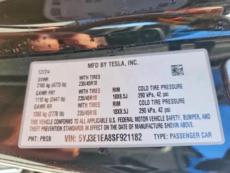 2025 TESLA MODEL 3   
