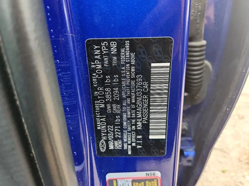 2022 HYUNDAI ELANTRA SEL  