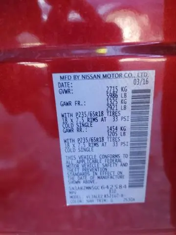 2016 NISSAN PATHFINDER S  