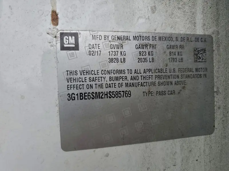 2017 CHEVROLET CRUZE LT  