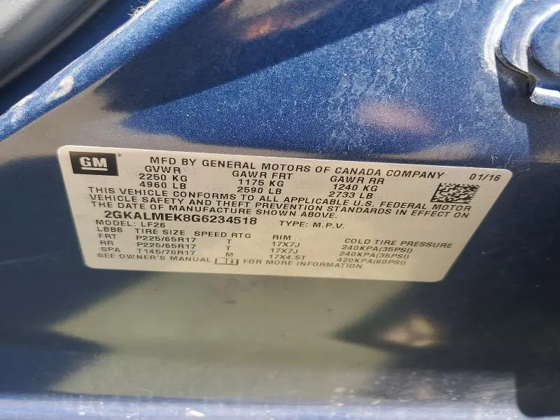 2016 GMC TERRAIN SLE  