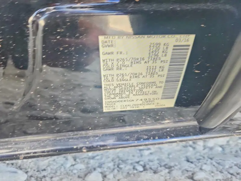 2016 NISSAN FRONTIER SV  