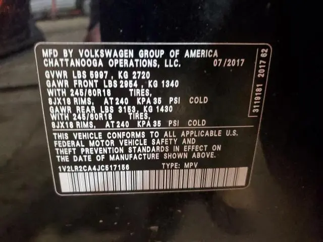 2018 VOLKSWAGEN ATLAS SE  