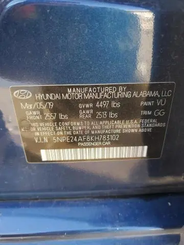 2019 HYUNDAI SONATA SE  