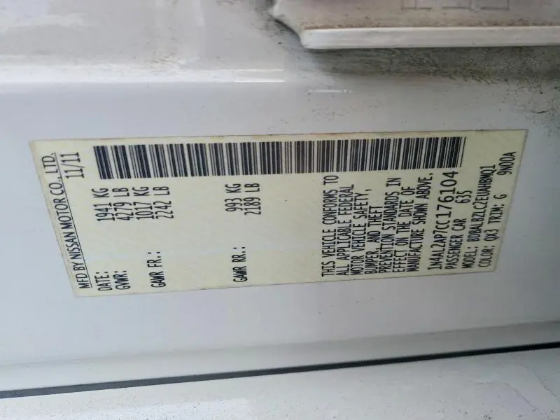 2012 NISSAN ALTIMA BASE  