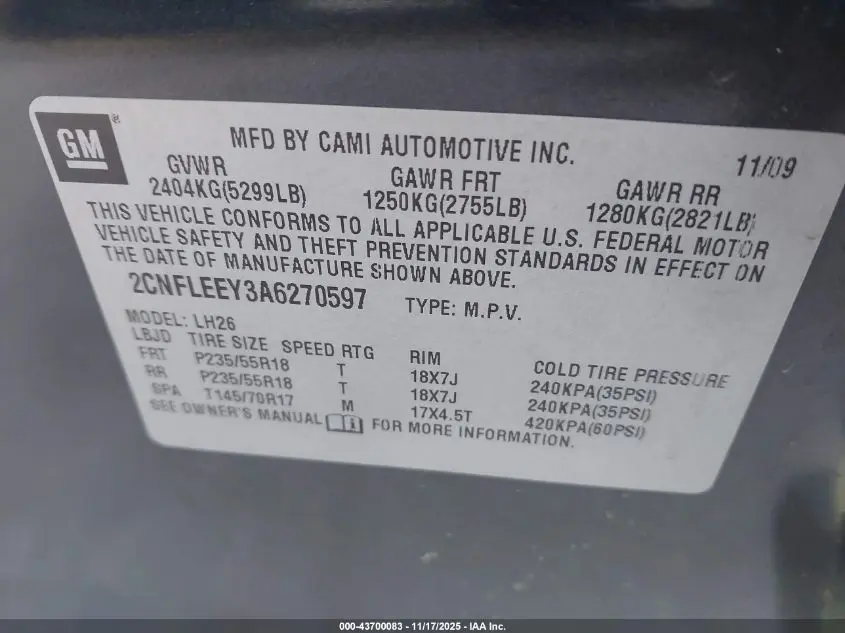 2010 CHEVROLET EQUINOX LT