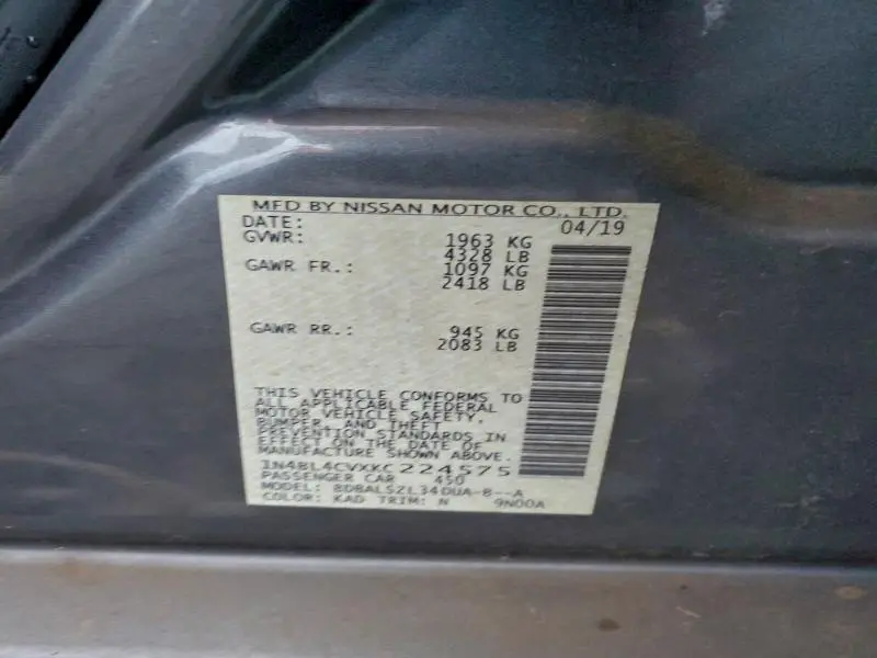 2019 NISSAN ALTIMA SR  