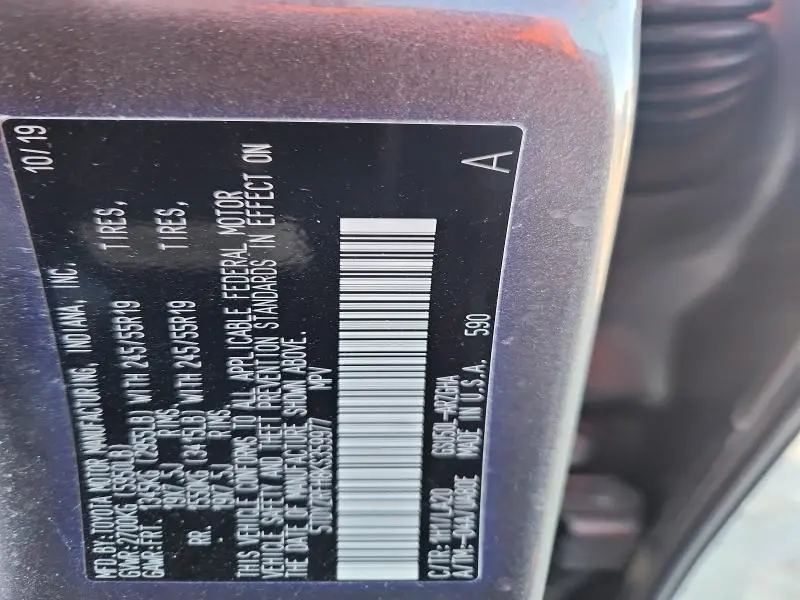 2019 TOYOTA HIGHLANDER LIMITED  