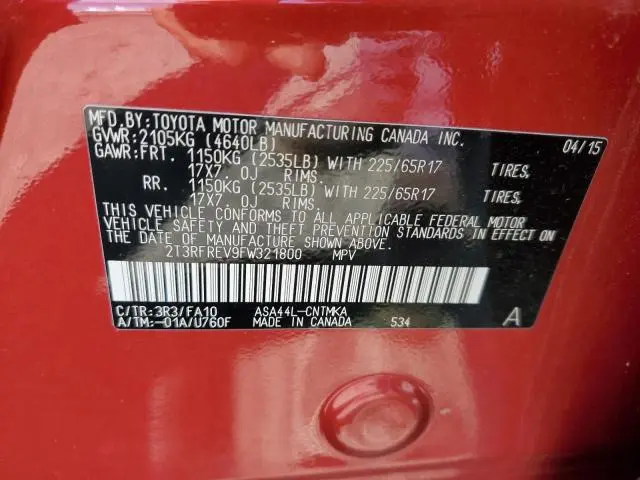 2015 TOYOTA RAV4 XLE  