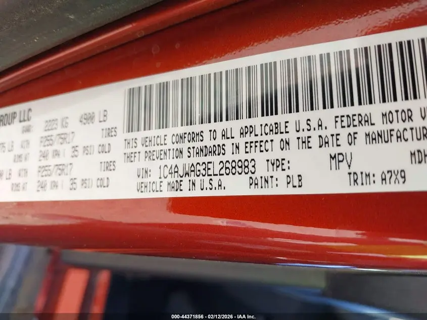 2014 JEEP WRANGLER SPORT