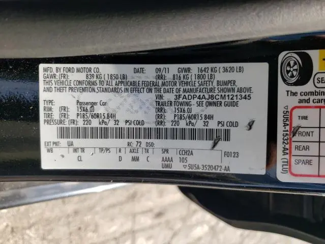 2012 FORD FIESTA S  