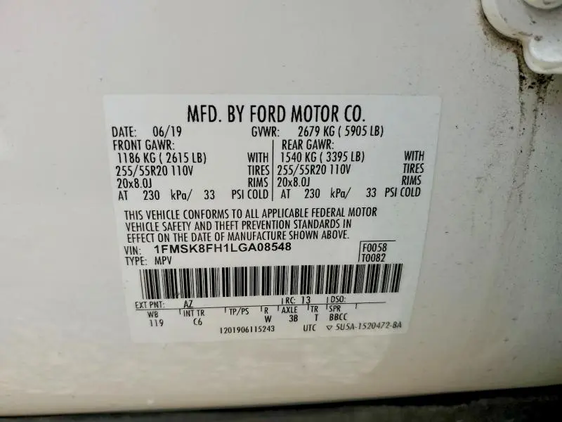 2020 FORD EXPLORER LIMITED  
