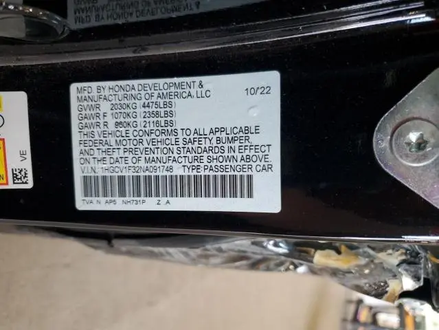 2022 HONDA ACCORD SPORT  