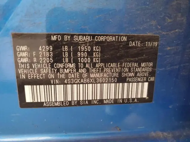 2020 SUBARU IMPREZA   
