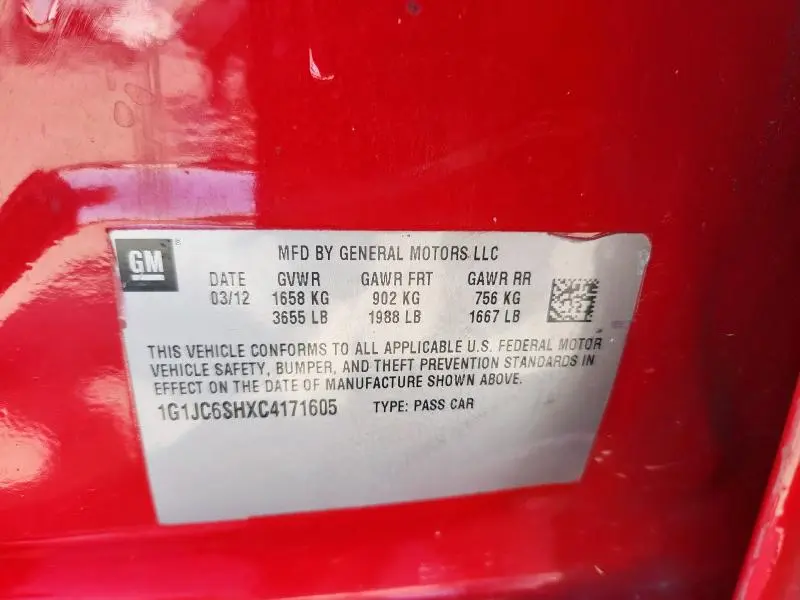 2012 CHEVROLET SONIC LT  