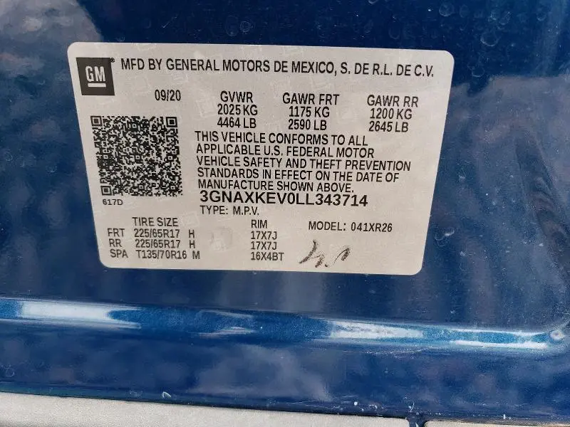2020 CHEVROLET EQUINOX LT  