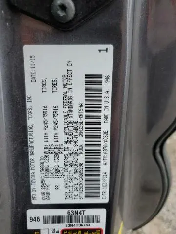 2016 TOYOTA TACOMA ACCESS CAB