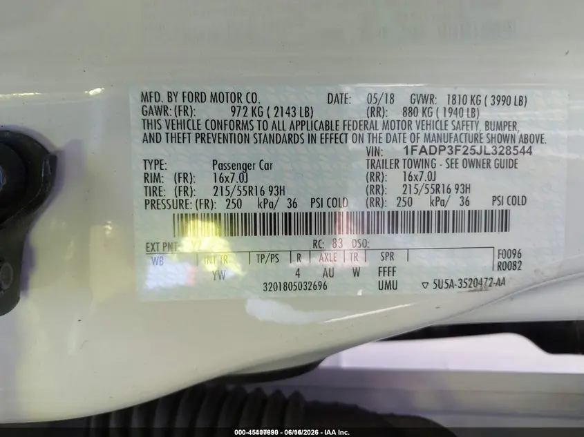 2018 FORD FOCUS SE