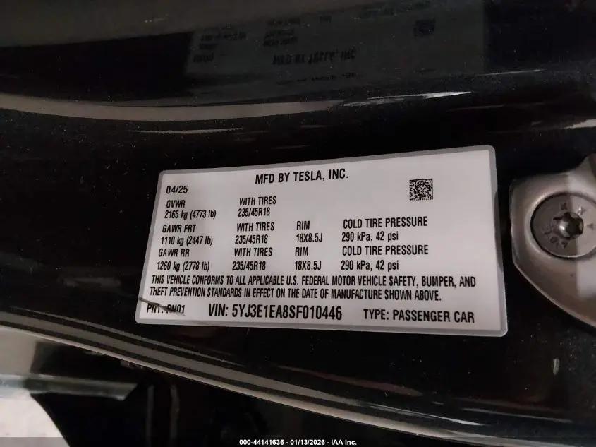 2025 TESLA MODEL 3 LONG RANGE REAR-WHEEL DRIVE/STANDARD REAR-WHEEL DRIVE
