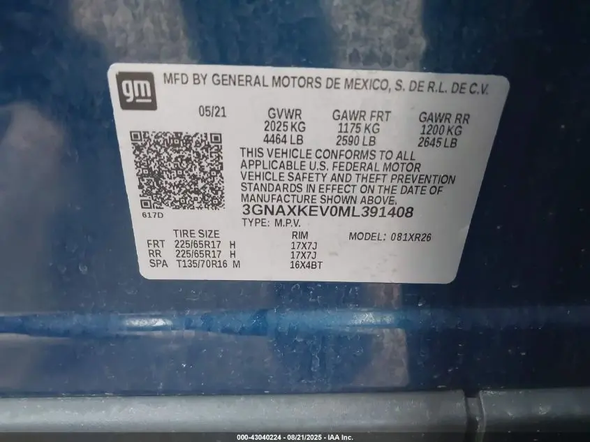 2021 CHEVROLET EQUINOX FWD LT