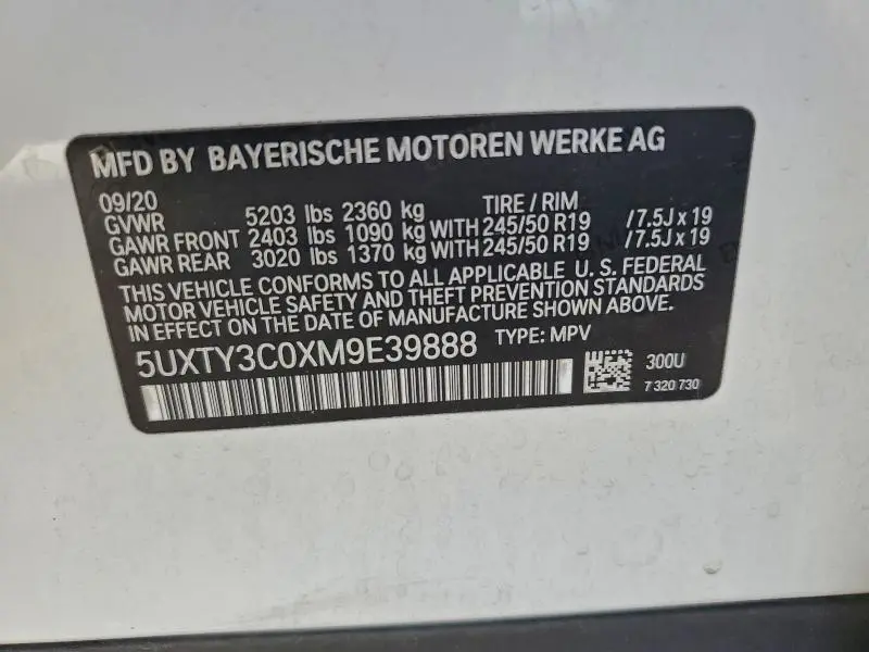 2021 BMW X3 SDRIVE30I  