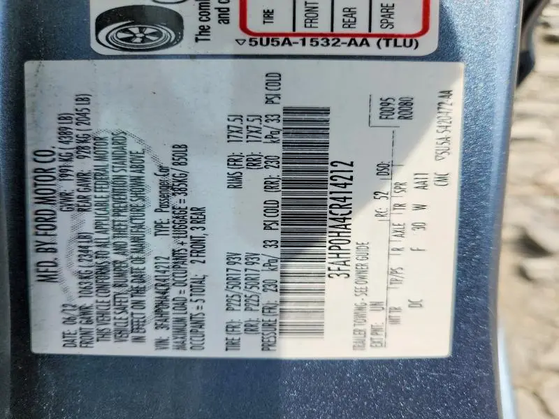 2012 FORD FUSION SE  