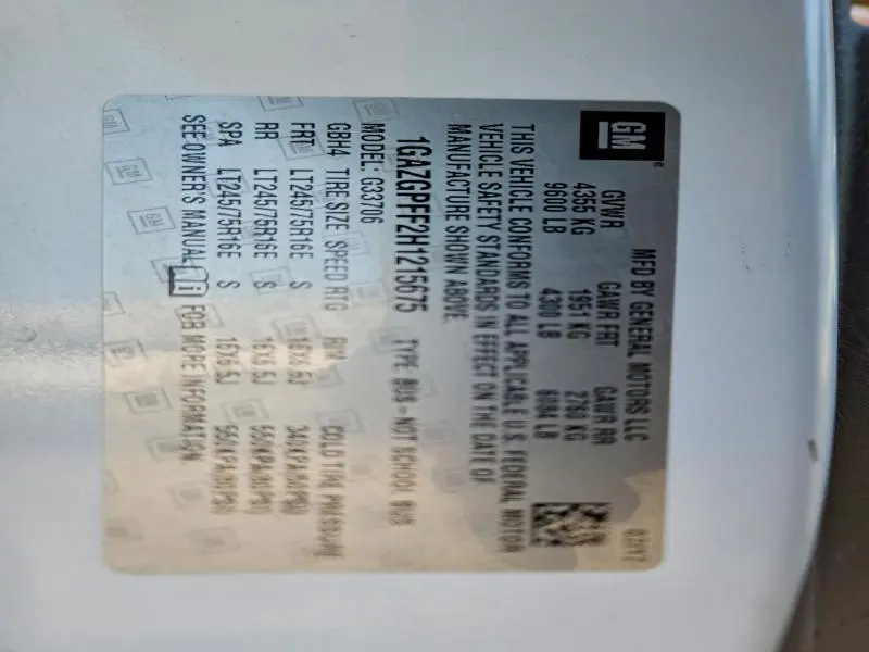 2017 CHEVROLET EXPRESS G3500 LT  