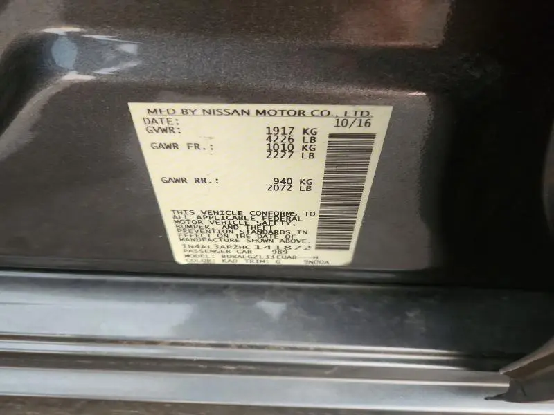 2017 NISSAN ALTIMA 2.5 S  