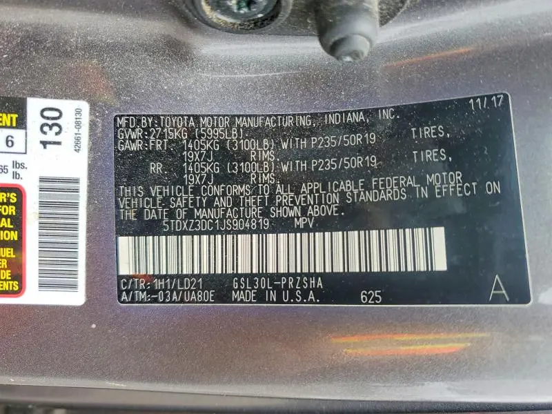 2018 TOYOTA SIENNA SE 8-PASSENGER  