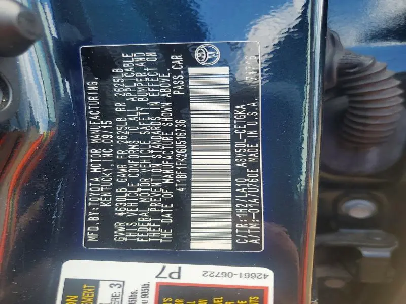 2016 TOYOTA CAMRY XLE  