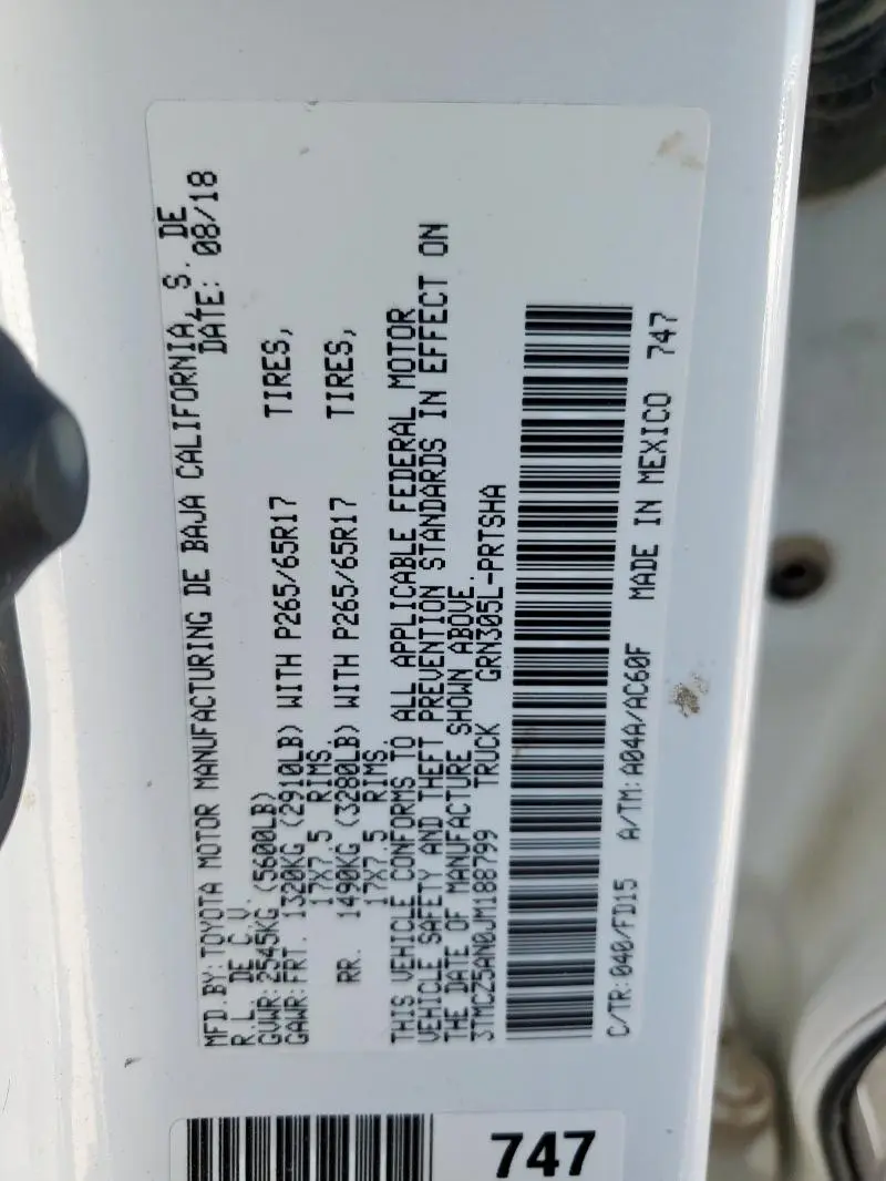 2018 TOYOTA TACOMA DOUBLE CAB  