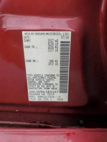 2016 NISSAN ALTIMA 2.5  