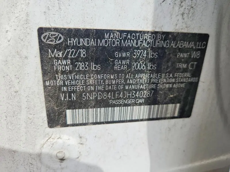 2018 HYUNDAI ELANTRA SEL  