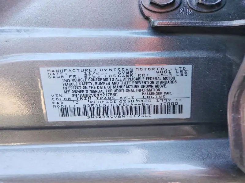 2022 NISSAN SENTRA SV  